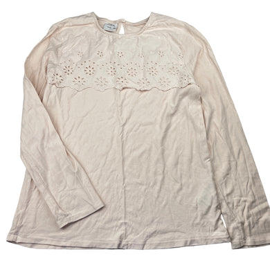 Girls Zara, broderie trim cotton long sleeve top, GUC, size 11-12,  