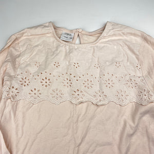 Girls Zara, broderie trim cotton long sleeve top, GUC, size 11-12,  