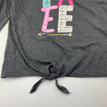 Load image into Gallery viewer, Girls grey, tie front long sleeve top, GUC, size 11-12,  