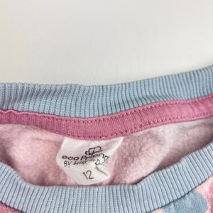 Girls Lily & Dan, fleece lined lightweight long sleeve pyjama top, GUC, size 12,  