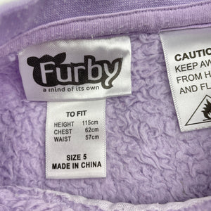 Girls Furby, fleece pyjama top, wash fade & pilling, FUC, size 5,  