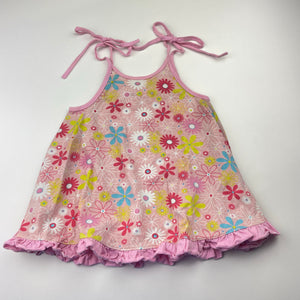 Girls floral, cotton casual summer dress, armpit to armpit: 25cm, FUC, size 0-1, L: 40cm