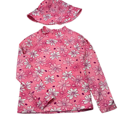 Girls Anko, long sleeve rashie / swim top + matching hat, GUC, size 5,  