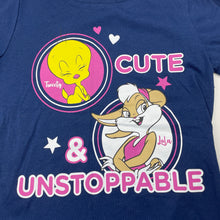 Load image into Gallery viewer, Girls LOONEY TUNES, Tweety &amp; Lola navy tee / top, EUC, size 5,  