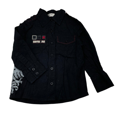 Boys Wayne Jnr, black cotton long sleeve shirt, GUC, size 4,  