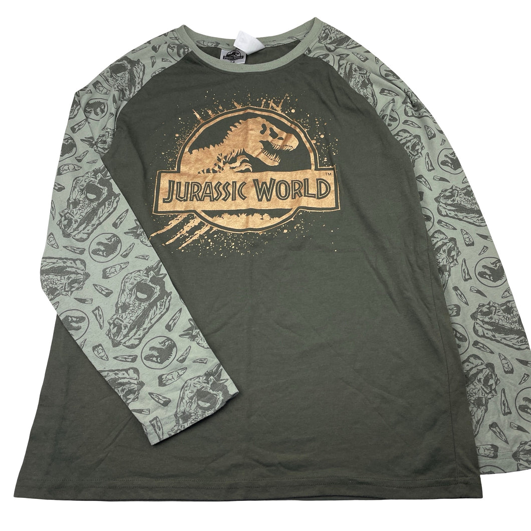 Boys Jurassic World, long sleeve pyjama tee / top, dinosaurs, GUC, size 14,  