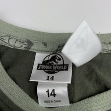 Load image into Gallery viewer, Boys Jurassic World, long sleeve pyjama tee / top, dinosaurs, GUC, size 14,  