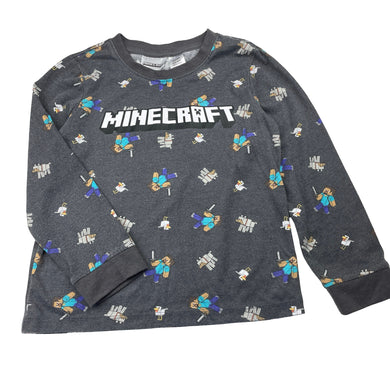 Boys Minecraft, long sleeve pyjama top, wash fade, FUC, size 6,  
