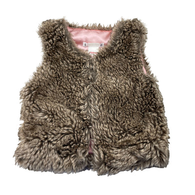 Girls Target, lined faux fur vest, 3 hook fasten, GUC, size 1,  