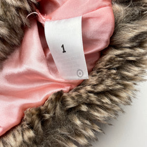 Girls Target, lined faux fur vest, 3 hook fasten, GUC, size 1,  