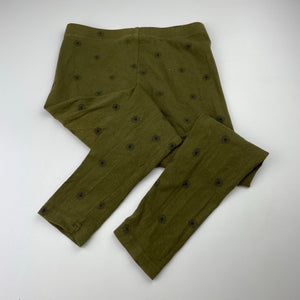 Girls Anko, khaki floral leggings, Inside leg: 44cm, FUC, size 7,  