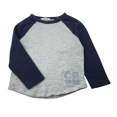 Boys Country Road, grey & navy long sleeve tee / top, GUC, size 4,  