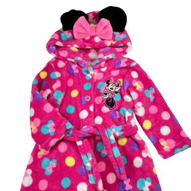 Girls Disney, Minnie Mouse soft fleece dressing gown / bath robe, EUC, size 2,  