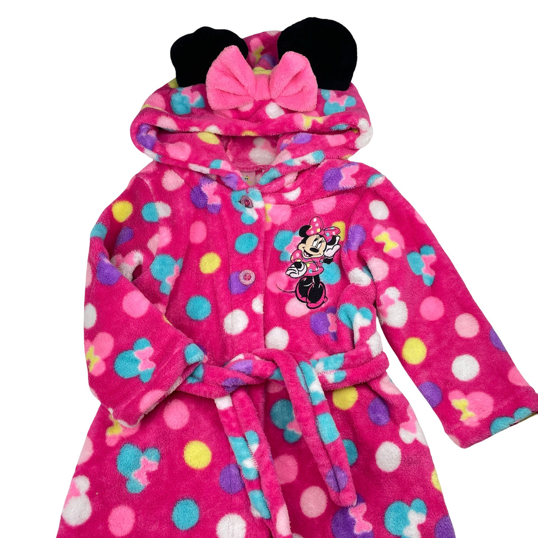 Girls Disney, Minnie Mouse soft fleece dressing gown / bath robe, EUC, size 2,  
