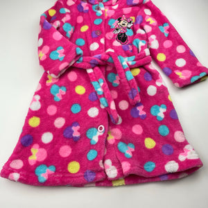 Girls Disney, Minnie Mouse soft fleece dressing gown / bath robe, EUC, size 2,  