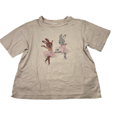 Girls H&M, cotton tee / top, ballerina rabbits, EUC, size 5-6,  