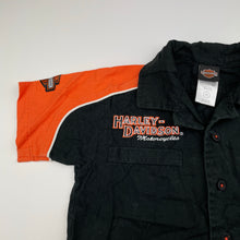 Load image into Gallery viewer, Boys HARLEY-DAVIDSON, black &amp; orange cotton short sleeve shirt, GUC, size 3,  
