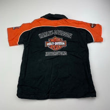Load image into Gallery viewer, Boys HARLEY-DAVIDSON, black &amp; orange cotton short sleeve shirt, GUC, size 3,  