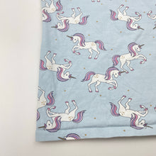 Load image into Gallery viewer, Girls MAXX, blue stretchy singlet top, unicorns, GUC, size 4-6,  