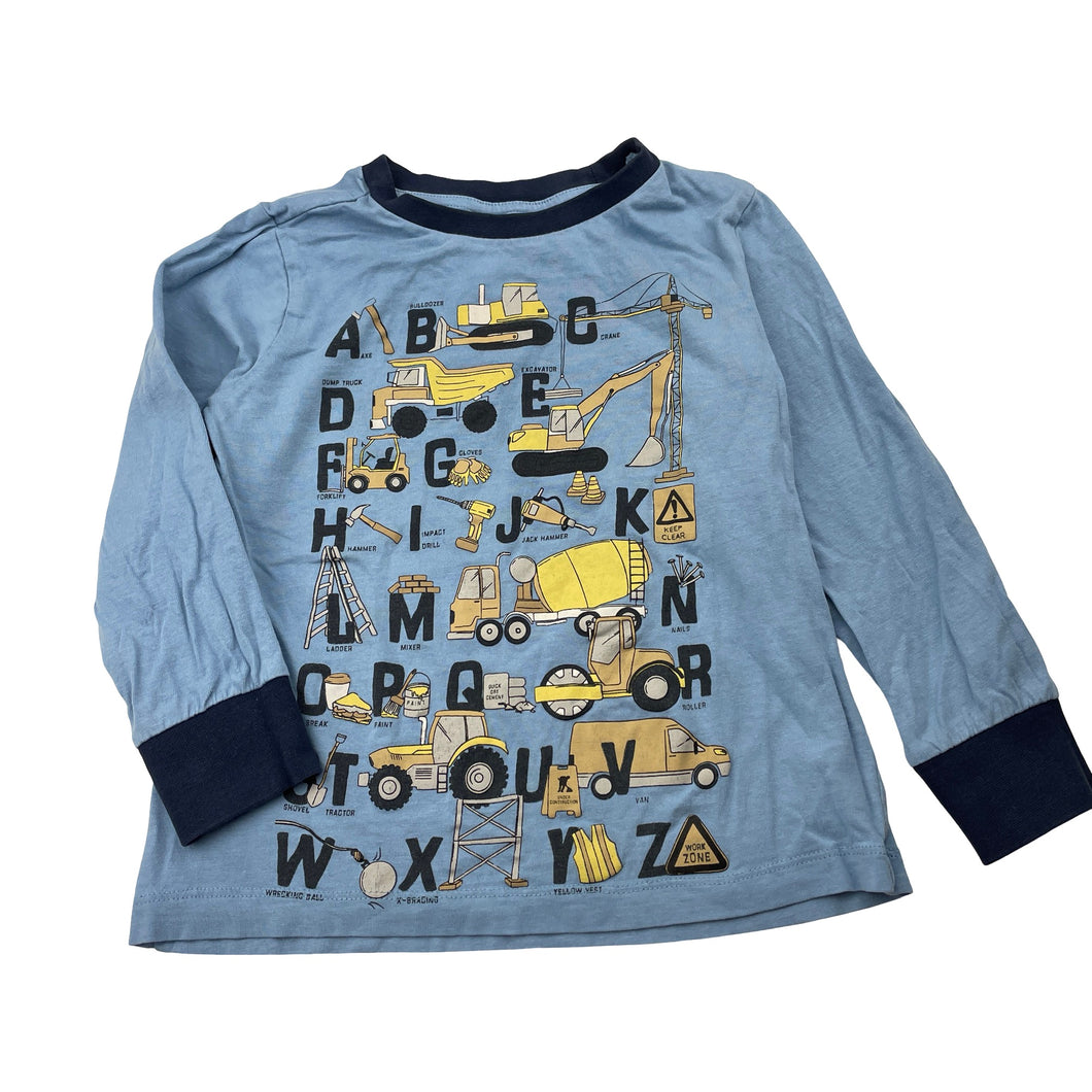 Boys Target, cotton long sleeve pyjama top, diggers, GUC, size 4,  