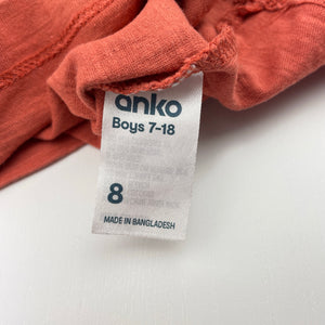 Boys Anko, orange cotton tee / top, bike, GUC, size 8,  