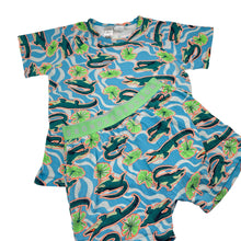 Load image into Gallery viewer, Unisex Bonds, pyjama top &amp; shorts, crocodiles, wash fade, FUC, size 10,  