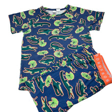 Load image into Gallery viewer, Unisex Bonds, stretchy pyjama top &amp; bottoms, crocodiles, wash fade, FUC, size 12,  