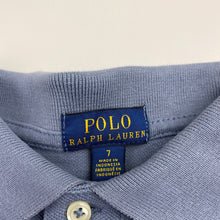 Load image into Gallery viewer, Boys Polo Ralph Lauren, blue cotton polo shirt top, GUC, size 7,  