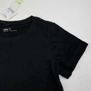 Girls Anko, black cotton tee / top, NEW, size 9,  