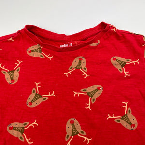 Unisex Anko, cotton Christmas tee / top, reindeer, GUC, size 5,  