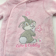 Load image into Gallery viewer, Girls DIsney, Bambi Thumper fleece coverall / romper, light mark inside hood, FUC, size 0000,  