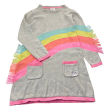 Load image into Gallery viewer, Girls Tutus &amp; Tambourines, knitted cotton dress, rainbow, FUC, size 5, L: 55cm