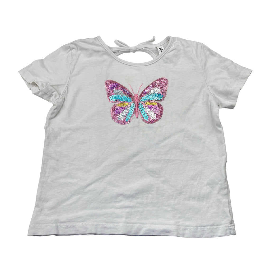 Girls KID, cotton tee / top, sequin butterfly, FUC, size 2,  