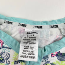 Load image into Gallery viewer, Unisex Tradie Baby, zip coverall / romper, marks at neck, FUC, size 1,  