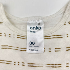 Unisex Anko, cotton bodysuit / romper, GUC, size 00,  