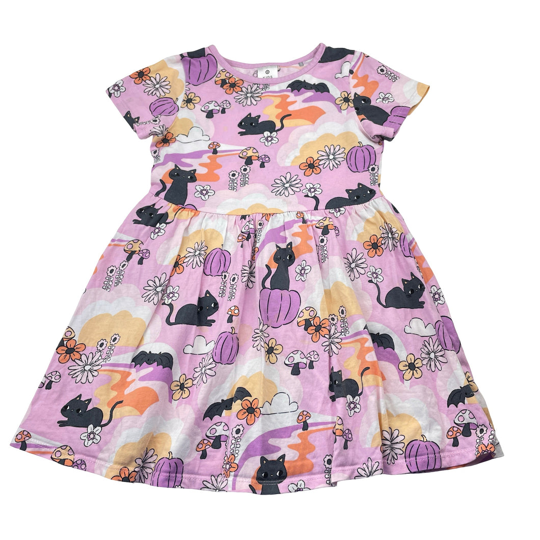 Girls Target, cotton Halloween dress, marks on front, FUC, size 3, L: 50cm