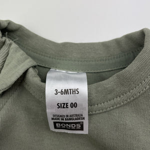 Unisex Bonds, khaki Techsweat zip romper, GUC, size 00,  