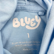 Load image into Gallery viewer, Unisex Bluey, cotton hooded tee / top, GUC, size 1,  