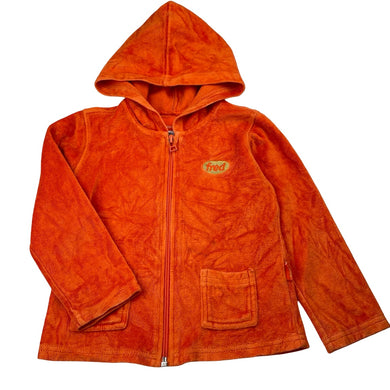 Unisex Fred Bare, orange velour zip hoodie sweater, wash fade, FUC, size 4,  