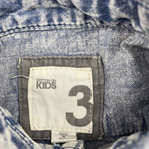 Boys Cotton On, denim long sleeve shirt, poppers, GUC, size 3,  