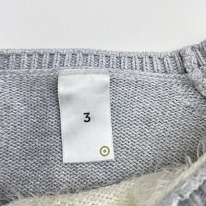 Girls Target, knitted cotton sweater / jumper, cat, FUC, size 3,  