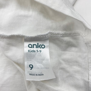 Unisex Anko, white cotton tee / top, FUC, size 9,  