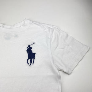 Boys Polo Ralph Lauren, white cotton tee / top, large pony, light marks, FUC, size 7,  