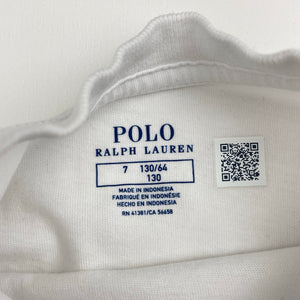 Boys Polo Ralph Lauren, white cotton tee / top, large pony, light marks, FUC, size 7,  