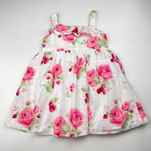 Girls JANIE & JACK, lined lightweight floral cotton dress, FUC, size 0, L: 43cm