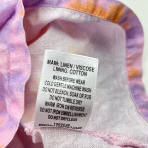 Girls KID, tie dyed linen blend summer dress, wash fade, FUC, size 2, L: 50cm