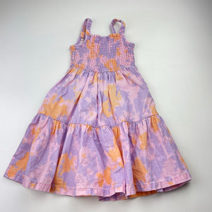 Girls KID, tie dyed linen blend summer dress, wash fade, FUC, size 2, L: 50cm