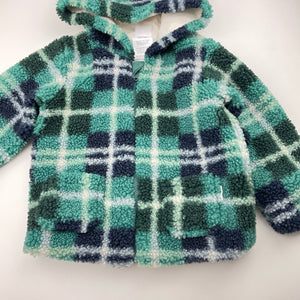 Boys Sprout, cotton lined boucle hooded jacket, EUC, size 2,  