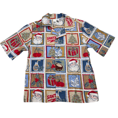 Boys Cotton On, cotton/ linen Christmas short sleeve shirt, EUC, size 4,  