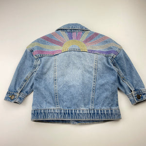 Girls Cotton On, embroidered denim jacket, GUC, size 2,  